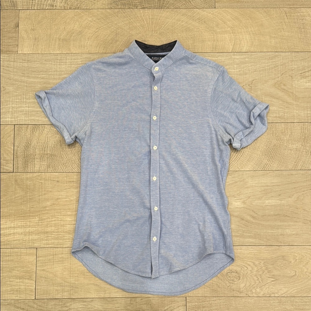Zara Men's Blue Short Sleeve Shirt